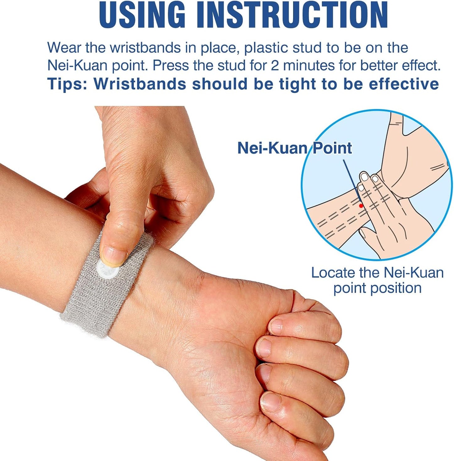 Motion Sickness Bands Anti Nausea Wristband for Adult and Kids Morning Sickness Relief for Pregnant Women Acupressure Nausea Relief for Car, Sea, Air Sickness - 3 Pairs Grey, Grey, Black