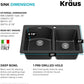 KRAUS Forteza 33-inch Drop In/Undermount 60/40 Double Bowl Granite Kitchen Sink in Black, KGD-50BLACK