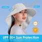 Womens Sun Hat UV Protection, Foldable Waterproof Wide Brim Bucket Hats with Neck Flap for Summer Beach Fishing Hiking