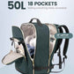 LOVEVOOK Travel Backpack for Women & Men 50L,Airline Approved Carry On Backpack Travel Essentials,TSA Carry on Luggage,Waterproof Personal Item Travel Bag,Suitcase with 3 Packing Cube,Dark green-Black