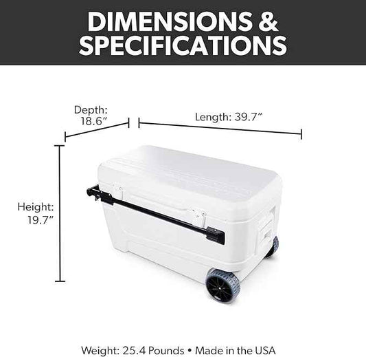 Igloo Maxcold Glide 110Qt Wheeled Cooler | Insulated Hard Shell Ice Chest