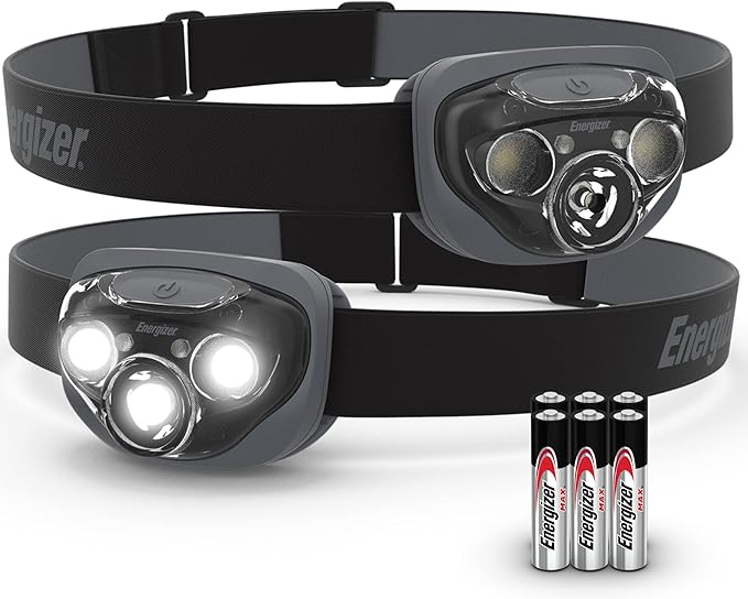 Energizer LED Headlamp PRO (2-Pack), IPX4 Water Resistant Headlamps, High-Performance Head Light & Potable Aqua Water Purification Tablets with PA Plus, Portable and Effective Solution