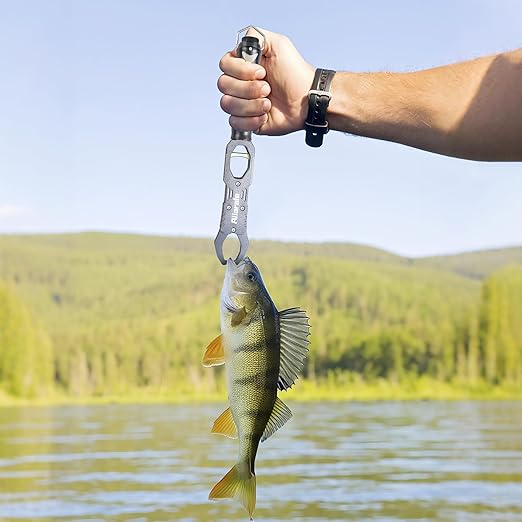 Fishing Pliers,Fish Lip Gripper & Scale Combo - Saltwater Resistant Fishing Tools Kit,Multitool Hook Remover and Split Ring Pliers with Sheath,Fishing Gear,Fishing Gifts for Men