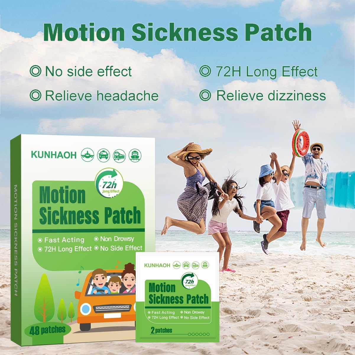Motion Sickness Patches, Sea Sickness Patch with Waterproof and Non Drowsy 24 Count