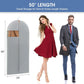 50" Garment Bag, Mens Suit Bags for Closet Storage and Travel, Garment Bags for Hanging Clothes, Foldable Suit Cover Bags with Clear Window for Coats, Jackets, Dresses - Gray/ 5 Packs