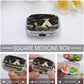 Metal 2 Compartment Pill Organizer Travel Friendly Portable Compact Pill Box Cute Pill Case to Hold Vitamins,Fish Oil,Supplements,Meds,Tablet for Purse,Pocket. (Cats and Spaceships)