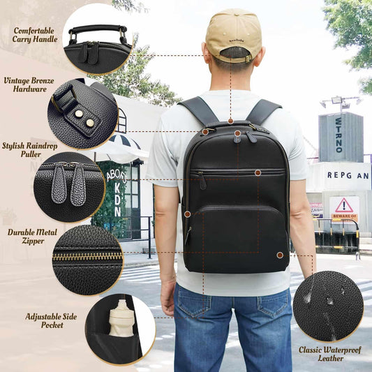 Camera Backpack Classic PU Leather for DSLR, Professional Camera Bag for Photographers with 15 Inch Laptop Compartment Large 20L