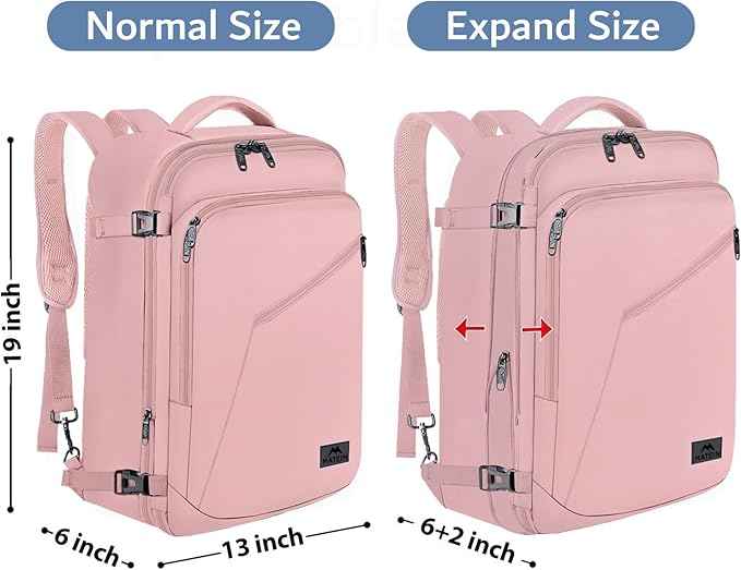MATEIN Womens Travel Backpack, Extra Large Carryon Backpack Fits Overhead Bin, Cute Weekender Daypack for Travel on Airplane, Traveling Accessories for Women, Pink