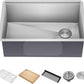 KRAUS Kore 28-Inch Undermount Workstation 16 Gauge Single Bowl Stainless Steel Kitchen Sink with Accessories, KWU110-28