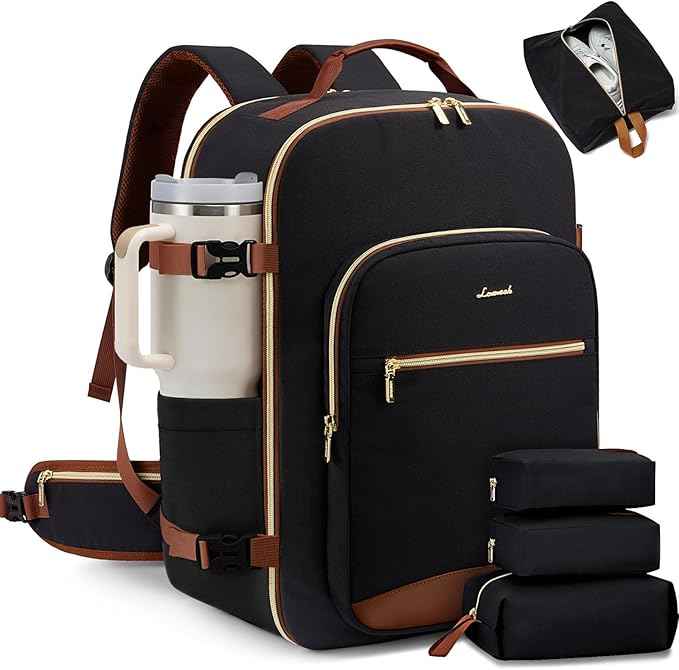 LOVEVOOK 56L Travel Backpack for Women & Men, Airline Approved Carry On Luggage with 3 Packing Cubes, TSA Overnight Bags, Waterproof Personal Item Bag, Weekender Essentials Backpacks fits 17" Laptop