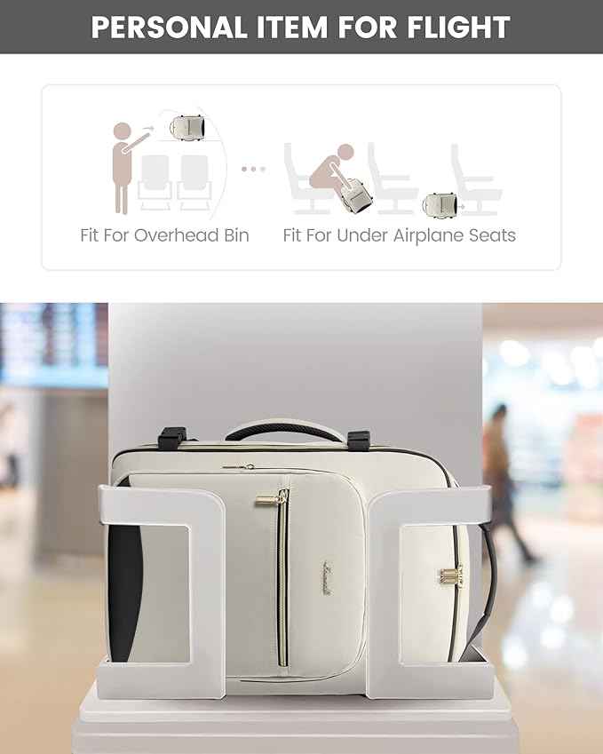 LOVEVOOK Travel Backpack for Women & Men 40L,Airline Approved Carry On Backpack Travel Essentials,TSA Carry on Luggage,Waterproof Personal Item Travel Bag,Suitcase with 3 Packing Cubes,Beige-Black
