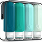 Travel Bottles for Toiletries, Large 6oz Oversize Containers, BPA Free Leak Proof Tubs Refillable Liquid Traveler Accessories with Toiletry Bag for Cometic Shampoo and Lotion Soap (4 Pack)