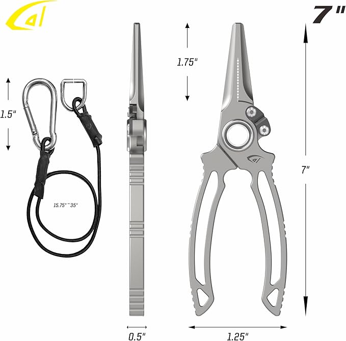 danco Titanium Side Cutter Fishing Pliers with Sheath, Fishing Line, Saltwater Safe, Fresh/Saltwater Fishing