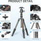 Lightweight Carbon Fiber Reverse Folding Travel Tripod with Ball Head, Removable Center Column, Folded Height 36cm, Maximum Load 6KG（LX-225CT+XB-32Q）