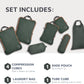 Large Compression Packing Cubes for Travel-Packing Cube Luggage Organizers 7 Piece Set for Checked Luggage-Ultralight, Expandable/Compression Bags by TRIPPED Travel Gear (Green and Brown) - Roamly