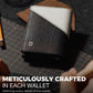Jenoss Smart Wallet For Men: Full Grain Leather, Handcrafted, Slide Metal Pop Up Case, Slim RFID Blocking Credit Card Holder, Minimalist, Compact 12 Cards Slot Organizers, ID, Money Clip (Black&Cream)