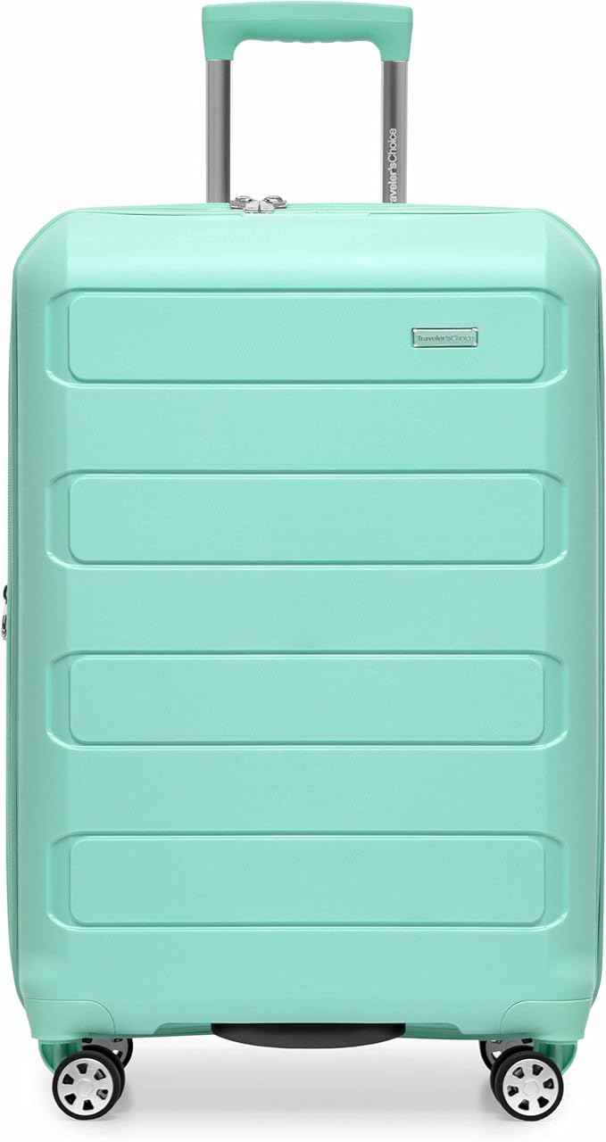 Traveler's Choice Pagosa Hardshell Expandable Luggage with Spinner Wheels, Mint, 3-Piece Set (22/26/30)