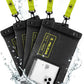 Pelican 4 Pack Marine - IP68 Waterproof Phone Pouch (XL Size) Floating Waterproof Phone Case - Beach Cruise Ship Travel Essentials - Works with All Phones - Detachable Lanyard - Black/Hi-Vis Yellow