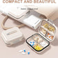 Travel Pill Organizer Box with Medicine Labels, 7 Compartments Portable Pill Case, Daily Medication Organizer Storage Pill Container for Pocket Pharmacy(Pearly White, L)