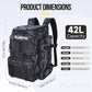 PLUSINNO Fishing Backpack with Rod Holders Tackle Box, 42L Large Water-resistant Fishing Tackle Bag Store Fishing Gear