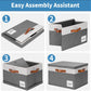 GhvyenntteS Extra Large Storage Bins with Lids 6 Pack, Foldable Fabric Storage Boxes with Lids and 3 Leather Handles, Storage Baskets with Label Window (Grey, 15.75" x 11.8" x 10.2")