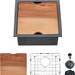 Kitchen Sink, 17 x 19 Inch Drop in Bar Sink Gunmetal Black Stainless Steel Workstation Sink Topmount Kitchen Sink Single Bowl with Cutting Board