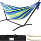 SZHLUX Double Hammock with Stand Included 450lb Capacity Steel Stand, Premium Carry Bag Included.Indoor Outdoor Brazilian-Style Cotton Bed for Backyard, Camping,Garden,Green