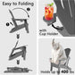 Folding Adirondack Chair - Extended Ergonomic Backrest, Cup Holder - Easy Assembly - Durable HDPE Plastic, Weather Resistant & Maintenance-Free - Lawn, Patio, Deck Supports 400lbs Grey