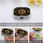 Metal 2 Compartment Pill Organizer Travel Friendly Portable Compact Pill Box Cute Pill Case,for Pocket Wallets Daily Portable Medicine Vitamin Tablet Storage (The Skeleton in The Center)