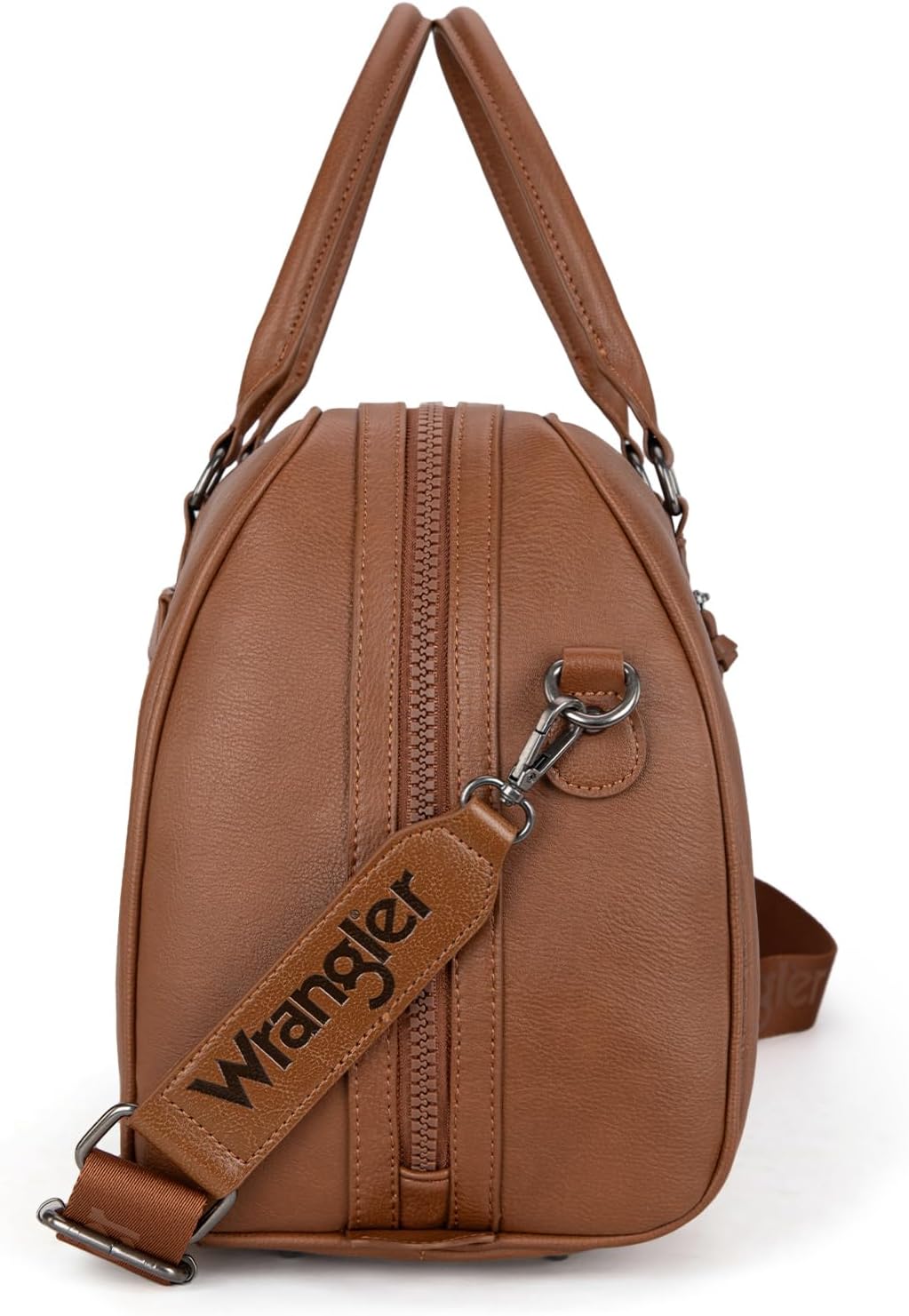 Wrangler Travel Duffel Bag Large Weekender Bag for Women Designer Carry on Overnight Bag for Trips Leather Luggage Bag Brown - Roamly