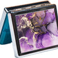 Silver Vintage Pill Box 7 Day Metal Pill Box with Mirror and 8 Compartments Cute Travel Pill Organizer for Purse (Purple and Golden Alcohol Ink Marble)