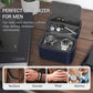 CONBOLA 2 Watch Travel Case for Men with Accessory Compartment,Compact Watch Box for Men Jewelry Case with Microsuede Interior,PU Leather Protect Fits Watches & Smartwatches Up to 55mm. (Deep Blue)