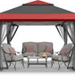CROWN SHADES 13x13 Pop Up Gazebo, Canopy Tent, Gazebos on Clearance - Outdoor Gazebo for Backyard & Patio Furniture - Carpa Pop Up Tent with Wheeled STO-N-Go Cover Bag (Red & Grey)