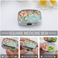 Metal 2 Compartment Pill Organizer Travel Friendly Portable Compact Pill Box Cute Pill Case,for Pocket Wallets Daily Portable Medicine Vitamin Tablet Storage (Flowers)