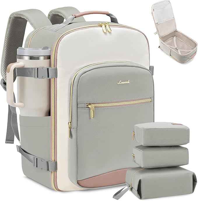 LOVEVOOK 50L Travel Backpack for Women & Men, Airline Approved Carry On Luggage with 3 Packing Cubes, TSA Overnight Bags, Waterproof Personal Item Bag, Weekender Essentials Backpacks fits 17" Laptop