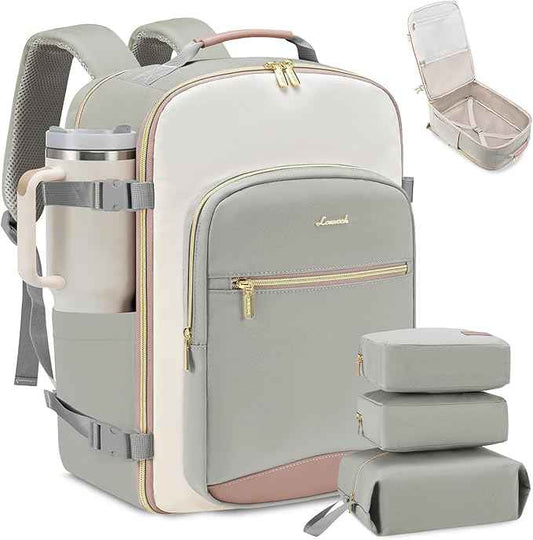 LOVEVOOK 50L Travel Backpack for Women & Men, Airline Approved Carry On Luggage with 3 Packing Cubes, TSA Overnight Bags, Waterproof Personal Item Bag, Weekender Essentials Backpacks fits 17" Laptop