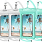 NEPHI IP68 Waterproof Phone Pouch 2 Pack-Up to 8.0"，Adjustable Neck Lanyard Floating Waterproof Phone Case for iPhone,Phone Dry Bags for Vacation Beach Pool Travel Essentials (Aqua Green white 4 pack)