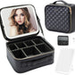 Travel Makeup Bag with LED Mirror – Waterproof Cosmetic Train Case with Adjustable Dividers, Portable Makeup Organizer and Toiletry Bag for Women, Pink Teens & Girls Gift