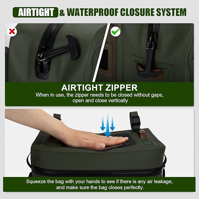 Goture Waterproof Fishing Waist Pack,IPX8 840D TPU Large Tackle Bags with Rod Holder,Airtight Zipper,Detachable Water Bottle Holder, 10L Fly Fishing Bag with Adjustable Strap, Wader Bag Included