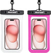 Hiearcool Universal Waterproof Phone Pouch,IPX8 Cell Phone Waterproof Case Up to 8.3" for iPhone 16 15 14 13 Pro Max,Beach Essentials Vacation Must Haves-Clear&Bright Red-2Pack