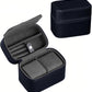 CONBOLA 2 Watch Travel Case for Men with Accessory Compartment,Compact Watch Box for Men Jewelry Case with Microsuede Interior,PU Leather Protect Fits Watches & Smartwatches Up to 55mm. (Deep Blue)