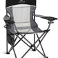 ALPHA CAMP Oversized Mesh Back Camping Folding Chair Heavy Duty Support 350 LBS Collapsible Steel Frame Quad Chair Padded Arm Chair with Cup Holder Portable for Outdoor (Black/Grey)
