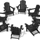 SERWALL HDPE Folding Adirondack Chair with Dual Cup Holder - Composite Adirondack Chair Set of 8- Black