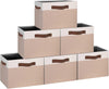 GhvyenntteS Large Fabric Storage Bins 6 Pack, 15x11x9.6 Inch Storage Baskets for Shelves, Foldable Closet Storage Bins for Shelves, Closet Organizers and Storage Boxes, Beige Yellow&White