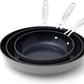 Nuwave 3-Piece Fry Pan Set, 8”, 10”, 12” Forged Lightweight, G10 Healthy Duralon Blue Ceramic Ultra Non-Stick, Induction-Ready & Works on All Cooktops, Ergonomic Stay-Cool Handles