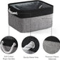 TheWarmHome Storage Basket for Organizing - 14x10x7 inch Medium 3 Pack Collapsible Storage Bin for Shelves with Rope, Fabric Storage Cubes for Organizer Cloth Gift Toy Closet (Black & Grey)