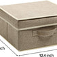 YueYue 4 Pack Small Fabric Storage Box with Lids, Foldable Linen Storage Box with Lids 4 Pieces Gray&Linen Set 12.4in/12in/6.7in