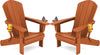 SERWALL Adirondack Chair with Cup Holders - Composite Adirondack Chairs Set of 2 HDPE Outdoor Chairs All Weather Use- Orange