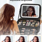 Relavel Travel Makeup Bag With LED Mirror, 16.2" Large Makeup Train Case, 3 Color Scenarios Adjustable Brightness, Waterproof Makeup Train Case Organizer with DIY Dividers for Makeup Artist, Black