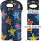 Neoprene Wine Tote, Bottle Carrier Gag Insulating Neoprene Thicker, Insulated Wine Bag for Travel Holds Two Bottles, Bottle Carrier Bags Protect the Bottles, Colorful Stars
